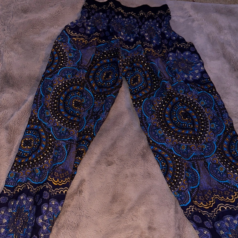 Women's Blue Patterned Pants